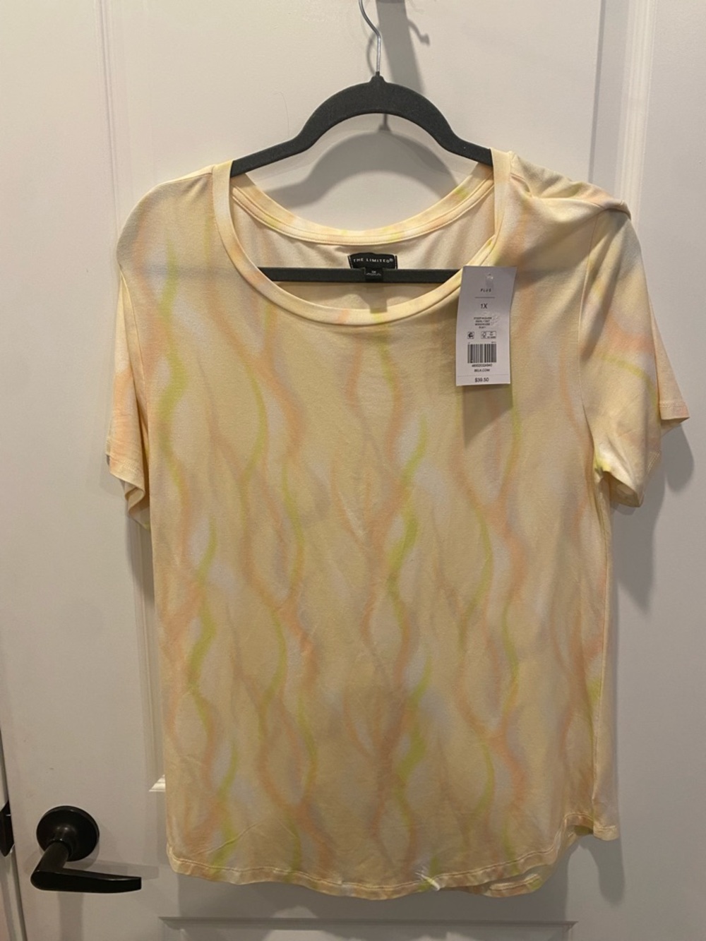 The Limited Peach and Lime Wavy Print Short Sleeve Tee